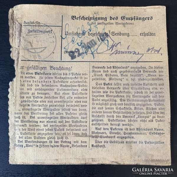 World War II package tag with hitler head stamp circa 1944 with package deutsches reich