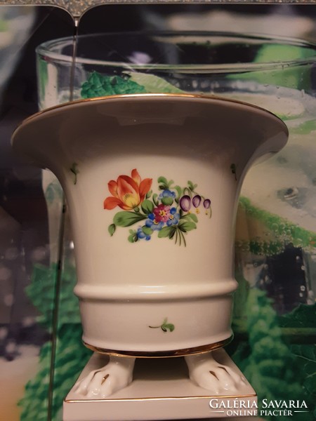 Herend porcelain lion-footed pot with floral decor