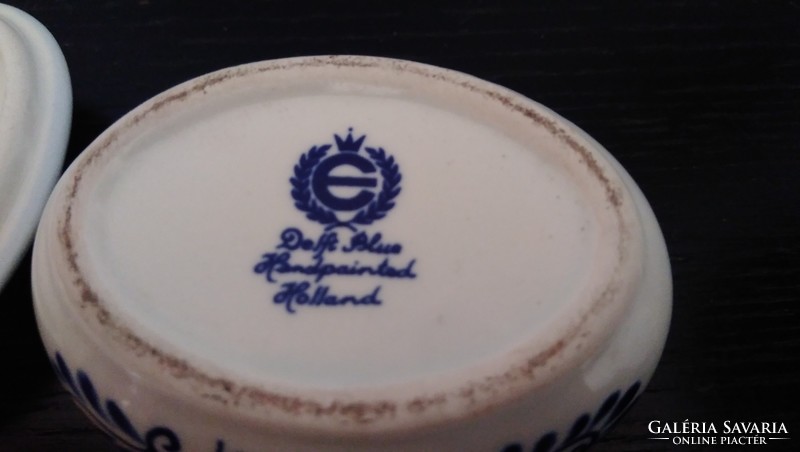 Antik porcelán  Delft  Blue Handpainted Holland szelence, bonbonier, doboz +  1 db holland papucs
