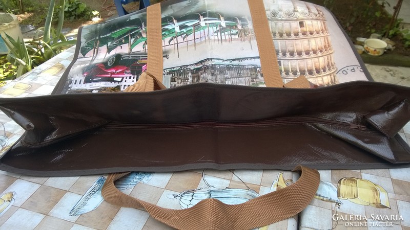 Dekoratív óriás bag,szatyor,bevásárló táska zippes záródás , több szín-minta 60x46 cm