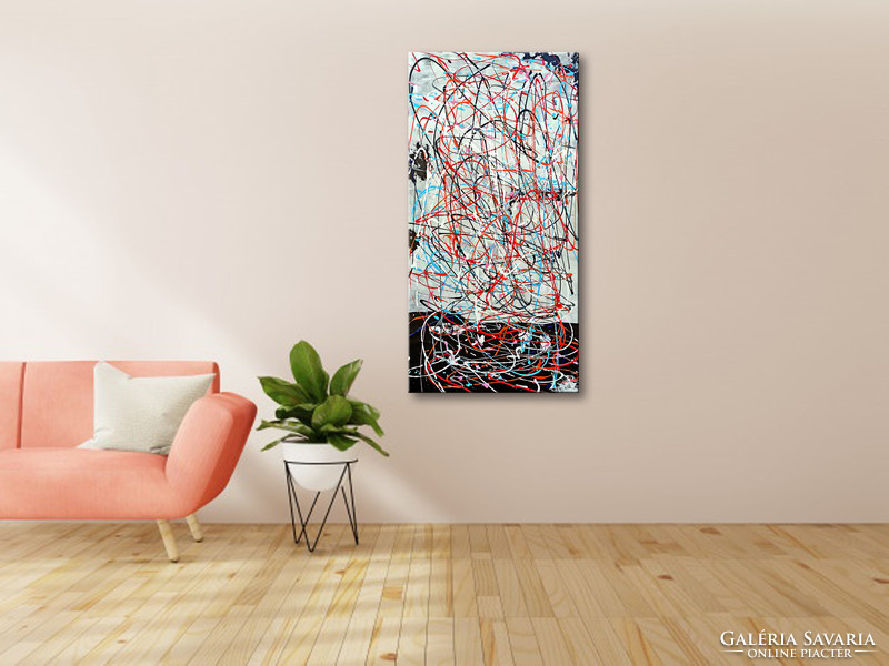 Vörös Edit: Jackson Pollock Style Abstract N21005 120x60cm