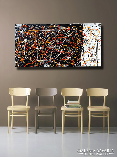 Vörös Edit: Jackson Pollock Style Abstract N21006 120x60cm