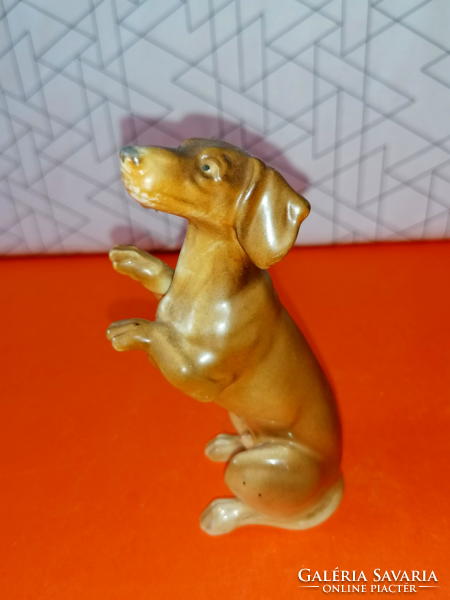 Very rare metzler & ortloff dachshund porcelain figurine