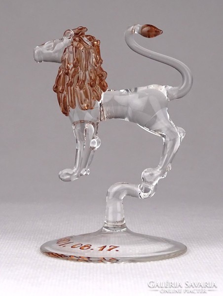 1E466 Kisméretű fújt üveg állat oroszlán 7.5 cm