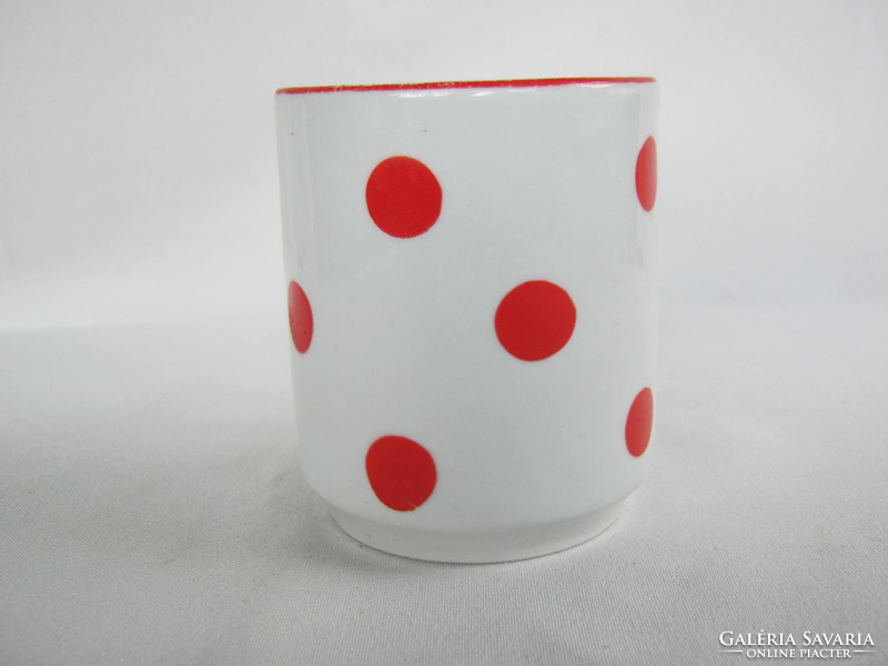 Porcelain red polka dot mug from Kőbánya