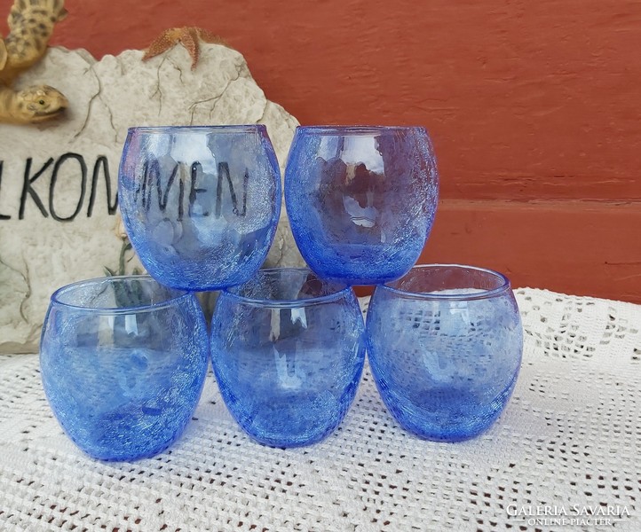 Retro short drink glass glasses cracked beautiful blue veil glass veil karcagi berek bath glass