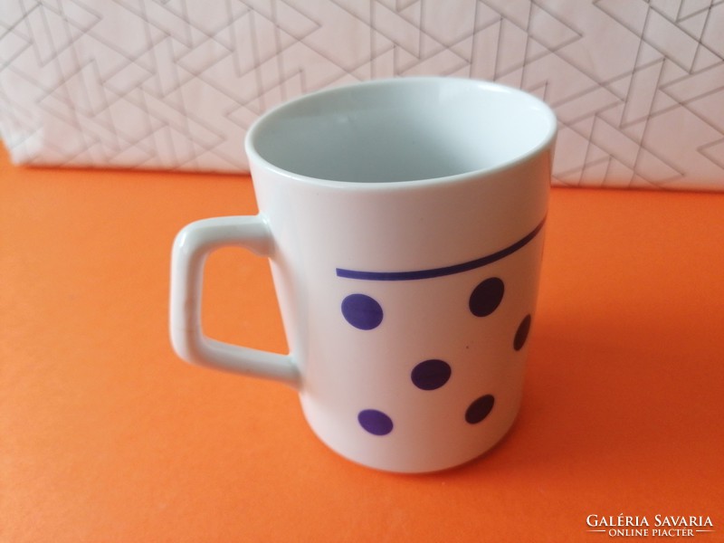 Retro zsolnay blue polka dot cup, mug 2.