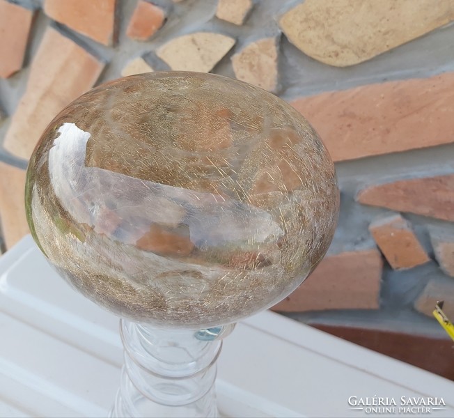 Beautiful shape 24.5 Cm brown cracked veil glass veil Carcagi berek bath glass vase collectors