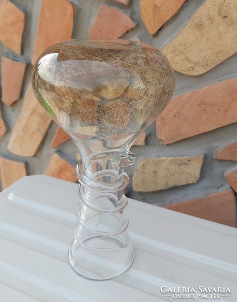 Beautiful shape 24.5 Cm brown cracked veil glass veil Carcagi berek bath glass vase collectors