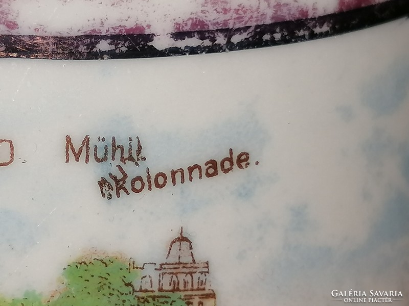Antik Karlsbadi porcelán, fürdő emlékpohár