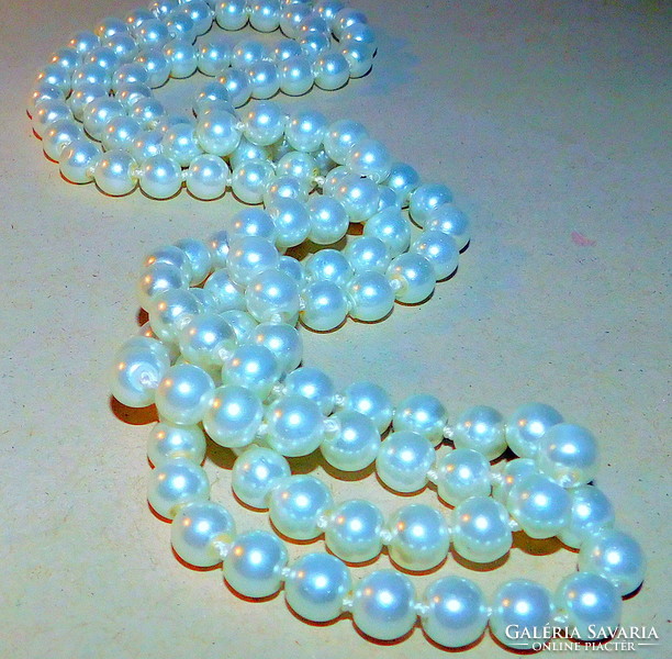 Off-white shell pearl extra long pearl necklace - 116 cm!
