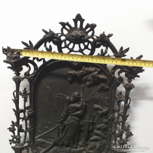 Rare cast iron bacchanalia, hinged picture, wall picture. From 1860-80 years. 53 Cm.