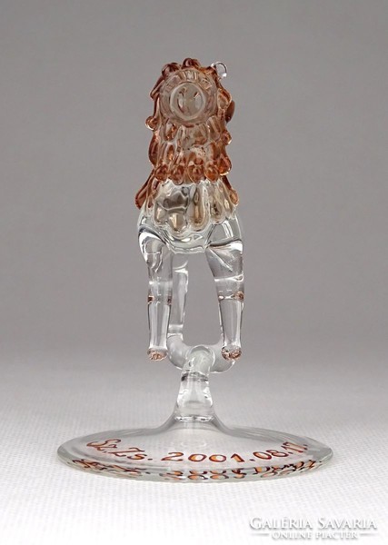 1E419 Kisméretű fújt üveg állat oroszlán 7.5 cm