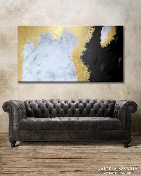 Vörös Edit- Gold Black Abstract 150x80 cm