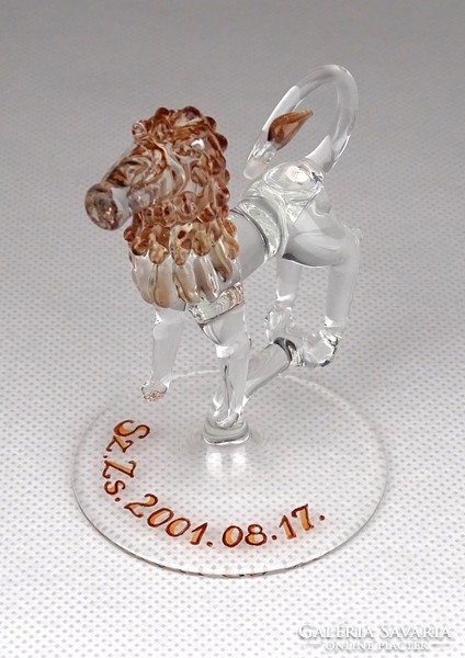 1E419 Kisméretű fújt üveg állat oroszlán 7.5 cm