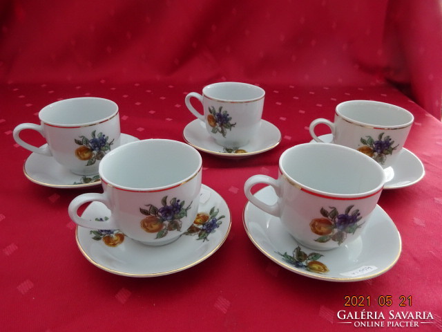 Bulgarian porcelain, blue floral coffee cup + placemat. He has!