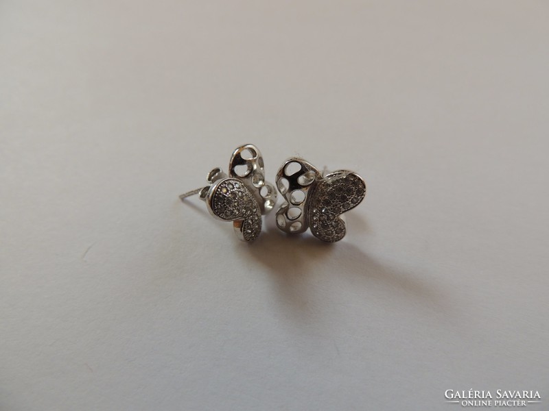 Rhodium-plated butterfly silver earrings