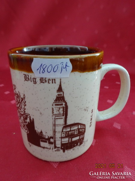 Angol porcelán pohár, Big Ben látképével, magassága 9 cm. Vanneki!