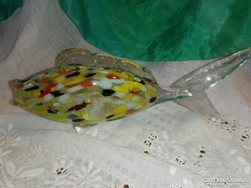 Fújt üveg hal, gyönyörű színekkel.....2 db.