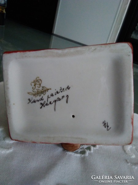 Retro Kőbányai porcelán bagoly babérág jelzéssel kézi festéssel, szignóval!