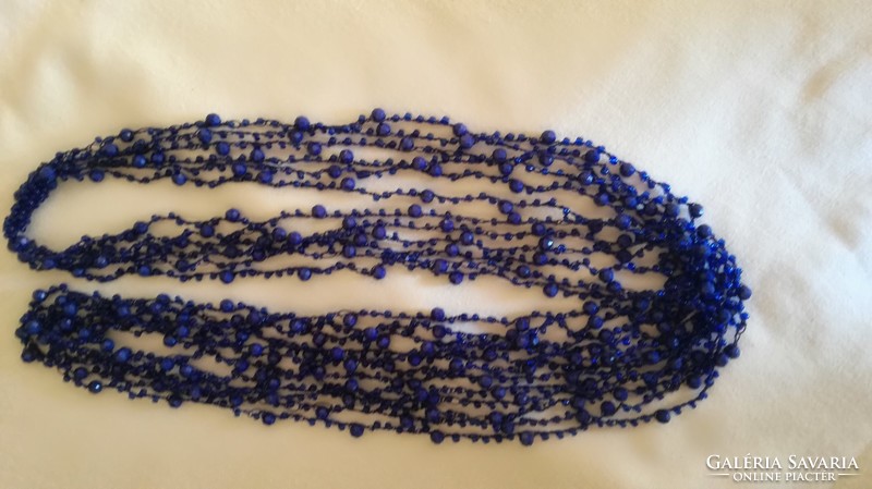 Royal blue delicate string of 6 rows of pearls