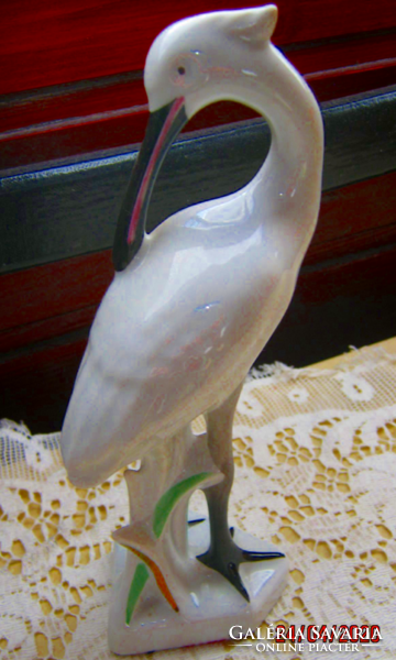 Old spoon heron porcelain figurine
