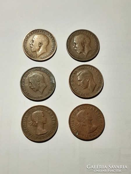 HALF PENNY 1915-25-35-45-55-65 év  sorozat