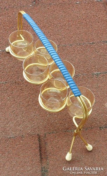 Retro 6-person cup set in a copper holder