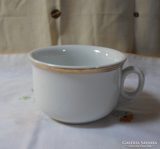 Zsolnay porcelain comma mug, comma cup; golden cup with mug and mug