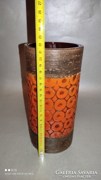 Vintage Bitossi Aldo Londi jelzett kerámia váza barna - narancs színű