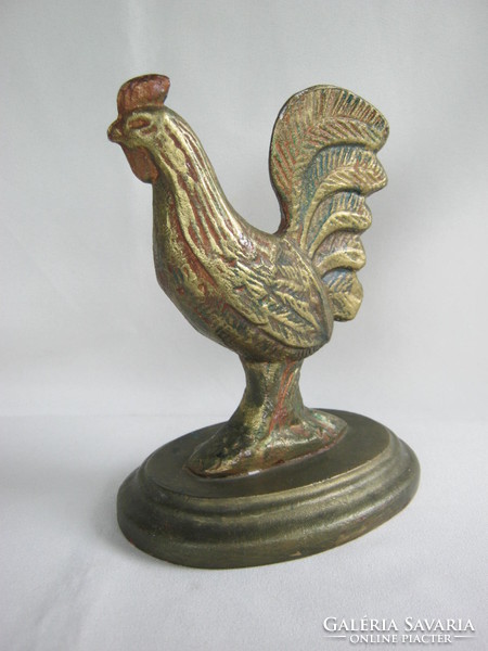 Painted metal rooster statue