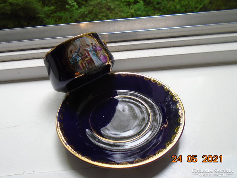 Altwien cobalt with golden cup coaster, a picture of former social life