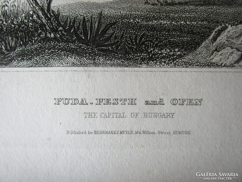 BUDAPEST BUDA + PEST JELZETT METSZET KÉP CCA. 1850 USA NEW - YORK KIADÓ