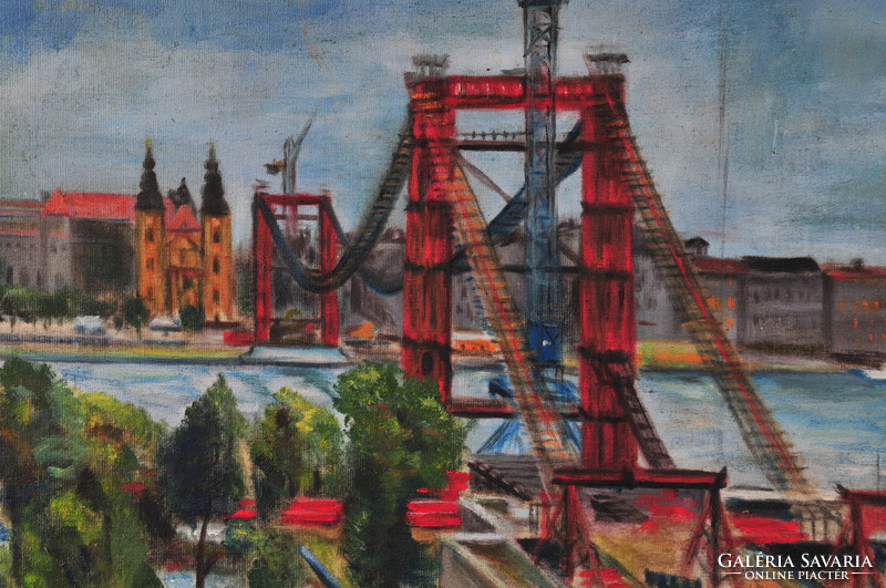 Attributed to László Sopronyi: construction of Elizabeth Bridge, 1963,