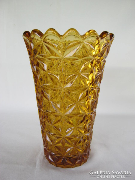Retro borostyánszínű vastag üveg váza