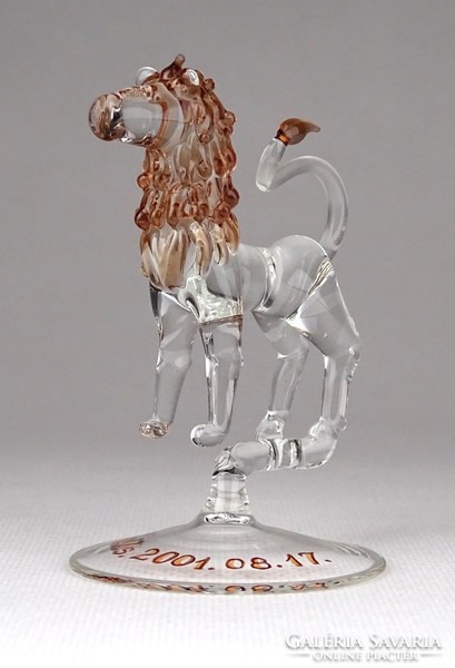 1E420 Kisméretű fújt üveg állat oroszlán 7.5 cm