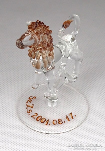 1E420 Kisméretű fújt üveg állat oroszlán 7.5 cm