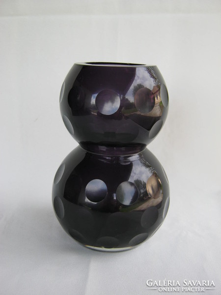 Mid-century retro purple thick glass vase