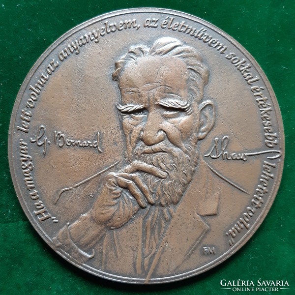 Fritz Mihály: G. B. Shaw bronz plakett, relief