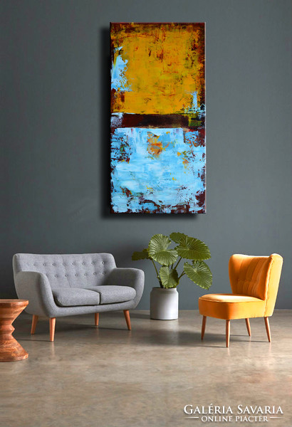 Red edit: blue yellow modern abstract 120x60cm