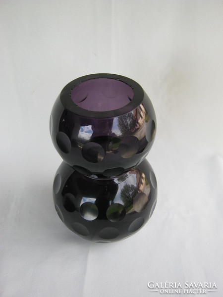 Mid-century retro purple thick glass vase