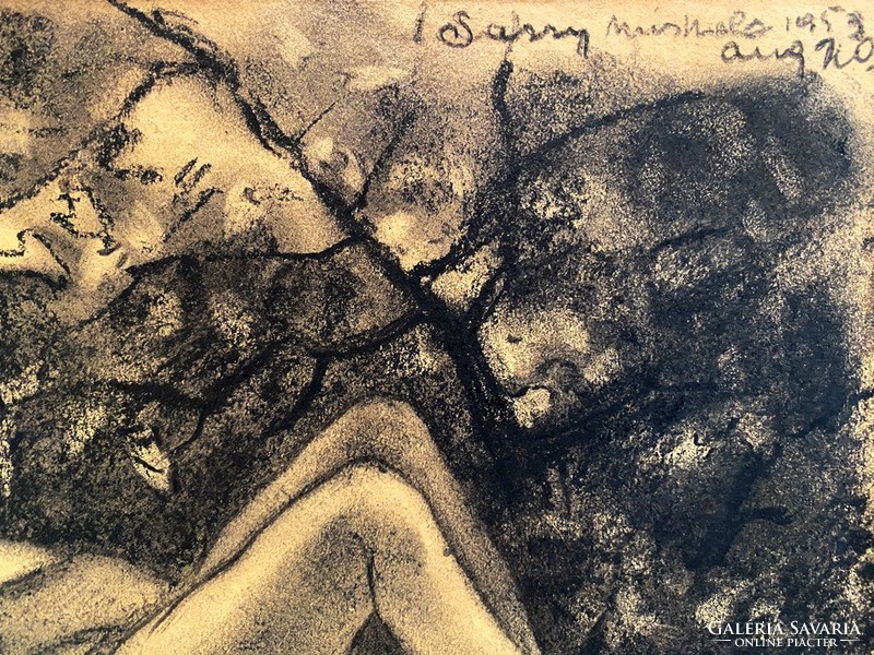 Attila Sassy (1880-1967) carbon drawing