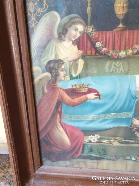 Antique, solid wood framed holy image, print for sale!