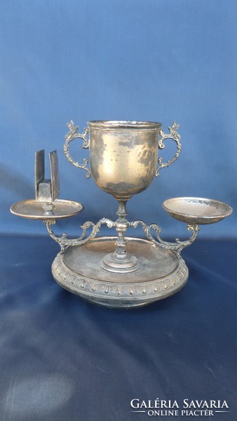 Antique, silver-plated chalice, cup, table ornament with 1900s, damaged