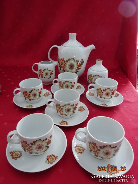 Great Plain porcelain, six-person coffee set with yellow and green flower pattern. He has!