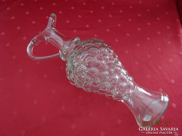 Szőlőfürt formájú üveg boros kancsó, 7,5 dl. Magassága 29 cm. Vanneki! Jókai.