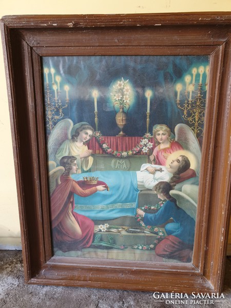 Antique, solid wood framed holy image, print for sale!