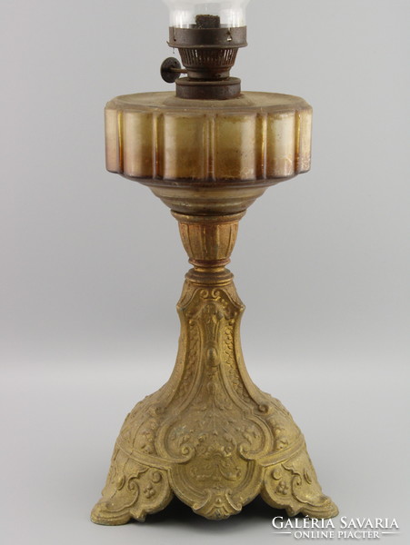 Rare antique bronze kerosene lamp
