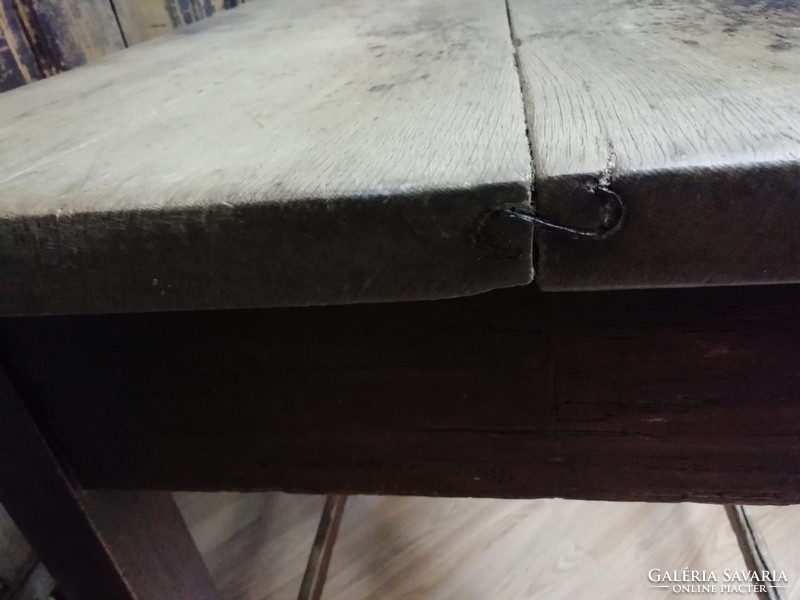 Konyhai asztal, fiókos régi paraszt asztal, 19. századvégi keményfa asztal