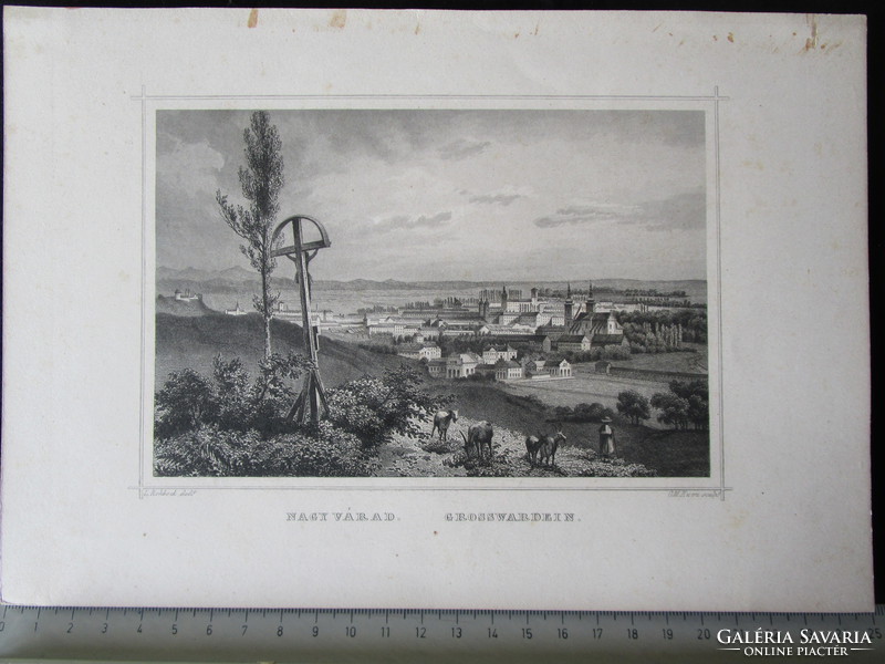 Oradea skyline marked rohbock engraving image approx. 1850